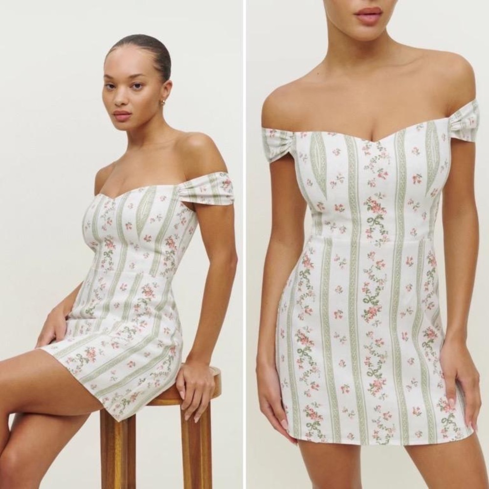 Reformation Gavin Linen Dress Heath Size 2 NWT